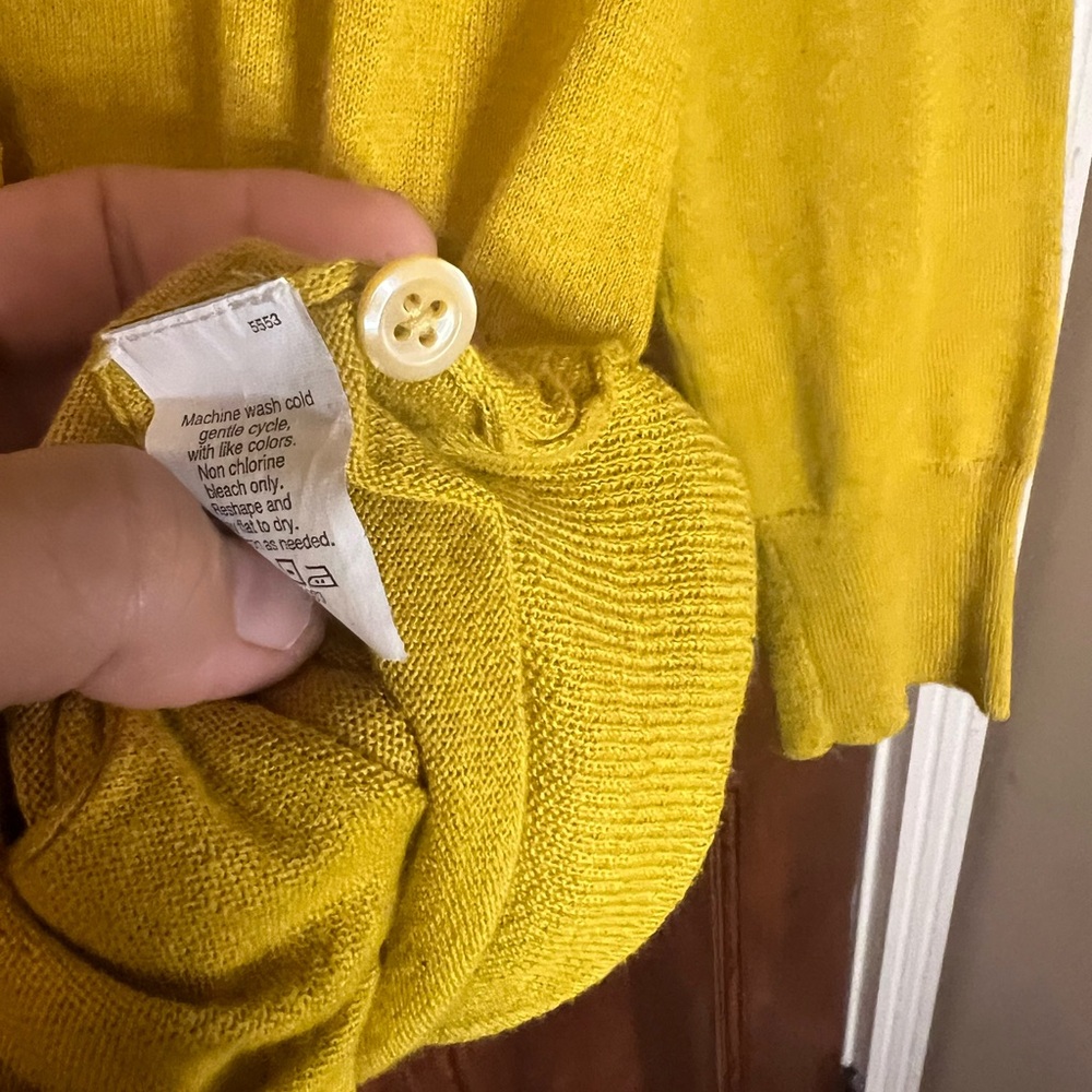 J. Crew Women's Mustard Ruffle Cardigan - Picture 6 of 12